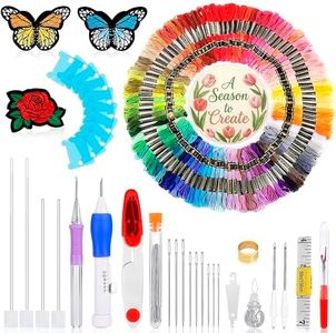 New Embroidery Kit Punch Needle Embroidery Patterns, 100 Colors Threads Craft Tool Embroidery Pen Set for Sewing Knitting DIY Threaders