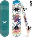 Skateboards for Beginners, 31"x8" Complete Skateboard for Kids Teens & Adults, 7 Layer Canadian Maple Wood Double Kick Deck Concave Standard and Tricks Skateboard with All-in-1 Skate Tool