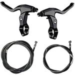 Lomodo 4 Pieces Bicycle Brake Accessories Including 2 Pack Aluminium Alloy Brake Levers Handle Bars and 2 Pack Brake Wire (Front and Rear Brake Cable) for Mountain/Road/MTB Bike