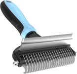 Episkey- Dog Grooming Brush for Shedding - 2 in 1 Deshedding Tool and Undercoat Rake for Long and Short Haired Dogs with Double Coat - Dematting Comb and Pet Hair Deshedder Supplies (Large, Blue)