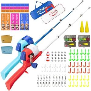 Kids Fishing Pole, Telescopic Fishing Rod, Portable Toddler Fishing Rod and Reel Combo with Tackle Box, Fishing Line, Bobber, and Soft Lures for Boy, Girl, Youth, Beginner, Over 3 Years Old - Red&Blue