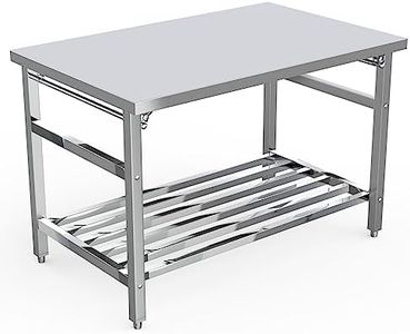 48 x 24 Inch Stainless Steel Folding Table for Prep & Work, NSF Commercial Heavy-Duty Stainless Steel Kitchen Island with Undershelf for Restaurant and Home