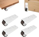 Low Profile Small Caster Wheels Set of 4, 0.9 Inch Mini Fixed Wheels with Long Bracket, Vertical or Horizontal Install Rolling Casters for Furniture, Drawer, Bookcase, DIY(44Lbs/Each, Black)