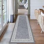 Pauwer Hallway Runner Rugs 2x6 Washable Runner Rug Grey Farmhouse Kitchen Runner Rug Vintage Laundry Room Rug Runner Non Slip Floor Carpet Runner for Kitchen Hallway Laundry