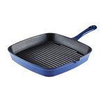 Barbary & Oak BO800257BLU Cast Iron Grill Pan with Durable Enamel Interior, 23cm, Limoges Blue