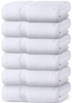 Canadian Linen Deluxe White Hand Towel Set 6 Piece 16”x30” Soft Absorbent 550 GSM Cotton Towels for Bathroom Pool Home Gym Spa Salon Yoga Sports Towel Fade Resistant Lightweight Body Towels Hair Towel