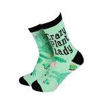 Sock Therapy Womens Novelty Colorful Gift Socks - Green Design Print Comfortable Breathable Socks | Great Gift - Crazy Plant Lady