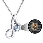 I Love You In 100 Lauguages Necklace with Picture Inside, Initial A Letter Nano Choker For Women