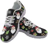 GIFTPUZZ Mens Lace Up Athletic Trainers Running Sneakers Wedge Breathable Gym Lightweight Sports Tennis Shoes, Christmas Tree Santa Claus, 12