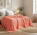 SANMARINO Cotton Waffle Summer Blanket Single Bed – Lightweight Breathable AC Blanket, Soft Cooling Bedspread for All Season Comfort - Sunset Coral 220 x 152 cm, 200–250 GSM