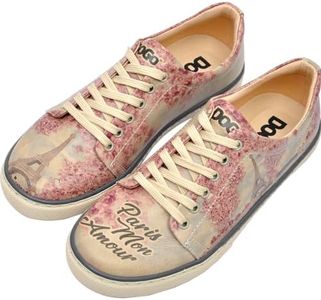 DOGO Vegan Leather Sneakers for Women - Handmade and Unique Fashion Sneakers for Women, Paris Mon Amour Design, 9