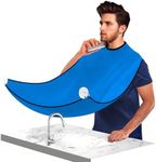 Beard Bib Beard Apron for Men, Beard Hair Catcher for Sink Shaving Trimming, Waterproof Non-Stick Beard Trimming Catcher Bib with 3 Suction Cups, Father's Day Gift（Blue）