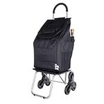 dbest products Stair Climber Bigger Trolley Dolly, Black Grocery Shopping Foldable Cart Condo Apartment 44 Inch