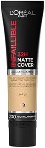 L'Oréal Paris Infaillible 24H Matte Cover Fond de Teint Haute Couvrante Matiifiant/Léger 200 Sable Doré