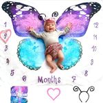 Evovee Baby Monthly Milestone Blanket Girl Boy Unisex Gender Neurtal Month Age Photo Photography Backdrop Newborn Props Nursery Decor Fleece Marker New Moms - Butterfly Headband