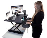 Victor DCX710G High Rise Collection Height Adjustable Standing Desk with Keyboard Tray (Gray) - Sturdy Steel Frame, Dual Lever Release System, 2 Tiered Wooden Work Surface and Keyboard Tray, 31 Inches