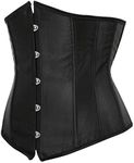 Hengzhifeng Underbust Corset Tops for Women Gothic Classic Satin Lace Up Boned Bustiers (AU 20-22,Black)