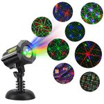 Lunhoo Christmas Projector Lights, 8 Festive Patterns Outdoor Garden Lights, Remote Control, and Security Lock, Perfect for Gardens, Yards, and Home