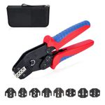 Aucent Crimping Tool Kit Crimper Set With 9 Jaws 23-5 AWG for DuPont JST Open Barrel Pins,Insulated and Non-insulated Terminal/Butt,Coax RF MC4 Connector,Wire Ferrule,End Sleeve