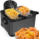 Secura 4 Liters / 17-Cup Stainless-Steel 1700-Watt Electric Deep Fryer with Timer Free Extra Odor Filter, Triple Basket, 4.5 Quarts, Black