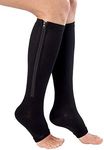 Compression Socks Stretchy Zipper Leg Support Open Toe Knee Stockings Unisex(3Pairs)(XXL,Black)