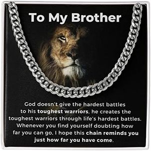 VIRAGIL Gifts To My Brother Curb Chain Necklace, Brother Birthday Gift from Sister, Sentimental Gift For Big Brother Birthday, Christmas Gifts For Brother Stainless Steel Silver/Standard Box