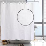 YISURE White Waffle Shower Curtain 180x180cm, Fabric Shower Curtain, Waterproof Shower Curtain with Hooks 71"x71"