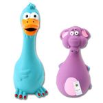 Foodie Puppies Latex Squeaky Dog Toys Combo - (Purple Elephant and Blue Duck) Animal Design, Fetch & Chew Safe Play Toy | Suitable for Cats, Kitten, Small to Medium Dogs & Puppies