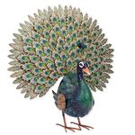 Bits and Pieces - Elegant Peacock Metal Garden Sculpture - Indoor and Outdoor Décor