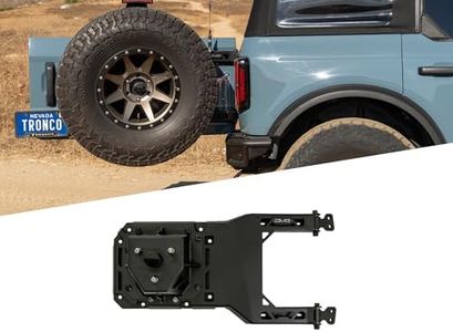 DV8 Offroad Tire Carrier for 2021-2026 Ford Bronco | Heavy-Duty Design | Absorbs Weight of Spare Tire & Tailgate Door | Included Third Brake Light Extension | Fully Bolt-On Installation | Steel