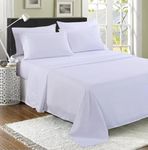 100% Egyptian Cotton Flat Sheet, 200 Thread Count Ultra-Soft Long Staple Bed Sheet, Luxury Hotel Quality Bedding Sheet, Shrinkage & Fade Resistant Top Sheet- Easy Care (Single, White)