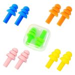 Quelcc Ear Plugs, 5 Pairs Soft Flexible Ear Plugs, Reusable Ear Plugs for Sleep, Silicone Ear Plugs of Noise Cancelling for Sleeping, Concert, Snoring, Travel, Work