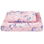 Softan Bed Sheet Set for Kids Girls, Full Size Kids Sheets Microfiber Kids Fitted Sheet, Breathable and Silky Soft Feeling Kids Sheet Set 4 PCs Pink Unicorn Kids Full Bed Sheet