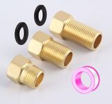 Ousun 1/2" Male Female Adapter, 1/2 Inch Brass Hex Pipe Extension Fittings for Tub Spout/Shower, 1/2'' Male to 1/2'' Female Adapter of 30/40/50MM,Brass Pipe Fitting with Teflon Tape, Pack of 3
