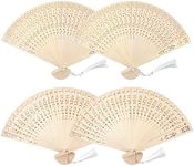 4 Pack Wooden Folding Fan with Tass