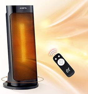 NETTA 2000W Ceramic Heater Oscillating Tower, Fast-Heating, Quiet Portable Heater with Remote Control and 7 Hour Timer, 3 Heating Modes, Tip-Over Protection - Black