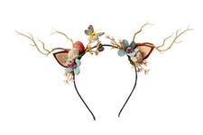 Deer Antler Hair Band Cat Ear Headband Deer Headband with Flowers Cat Ear Hair Band Flower Headband for Party Cosplay Costume by Vivivalue