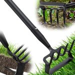 Upgraded Hula Hoe and Garden Hoe, Stirrup Hoe with Adjustable Handle for Weeding Digger loosening Soil Metal Garden Cultivator Hula Hoe with Rake Tiller Cultivator (30-73 Inch)