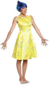 Disguise Women's Inside Out Joy Deluxe Costume, Yellow, Small