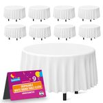 9pk White Round Table Cloth Disposable | 140cm Party Round Tablecloths For Circular Table | Round Table Cloths Circular Tablecloth Round Table Cloth White Round Tablecloth White Table Cloth Round