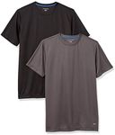 Amazon Essentials Men's Active Performance Tech T-Shirt (Available in Big & Tall), Pack of 2, Dark Grey/Black, X-Large