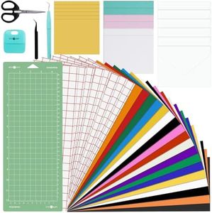 HTVRONT 37PCS Accessories Bundle Compatible with Cricut Joy 2, Accessories and Supplies Include Heat Transfer, Adhesive Vinyl Sheets, Insert Cards Set, Cutting Mat and Weeding Tools for Starter Kit