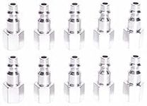 Canadian Tool and Supply (10-Pack) Chrome Plated Steel Air Tool Plugs/Quick Connects/M-Style, 1/4-Inch Female NPT Thread FNPT (10PC14FNPTP)