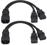 AAOTOKK (2 pack) IEC320 C14 to 2 x C13 Y Splitter AC Power Plug Extension Cable,10A 125A Dual C13 to C14 PDU Style Computer AC Power Cord for Computer LED HDTV Monitor&Scanner (0.3m/1ft)(C14 to 2xC13)