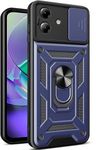 SkyTree Motorola Moto G64, Robotic Sliding Camera Window Shock Proof Thunder Case, Dual Layer Hybrid Armor Back Cover Case with Kickstand for Motorola Moto G64 - Blue