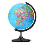 32CM Educational World Globe with Weighted Base, Classroom Decorative Large Earth for Students & Geography Teachers, 360° Rotating Interactive Globe with World Map-Learning Tool& Educational Toys