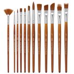 H&S Paintbrushes Art Set - Acrylic, Oil & Watercolour Brushes - Flat & Round Professional Paint Brush Set - Pack of 12 Paint Brushes for Artists - Oil Paint Brushes - Watercolour Paint Brushes