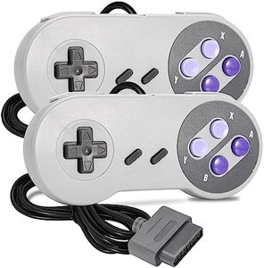 2 Pack Wired SNES Gamepad, iNNEXT SNES Controller Fully Compatible with Original SNES/SFC - [Plug and Play] (Gray/Purple)