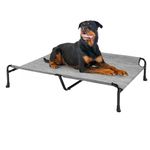 Veehoo Cooling Elevated Dog Bed, Raised Dog Beds for Large Dogs, Outdoor Dog Bed with Guardrail, Upgraded Non-Slip Feet, Breathable Teslin Mesh, Portable Camping Dog Cot, 120 x 74 cm, Black Silver