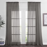 NICETOWN Grey Sheer Curtains 95 Inches Length - Rod Pocket Window Treatment Voile Drapes for Kids Room/Bedroom (2 Pcs, W60 x L95, Grey)